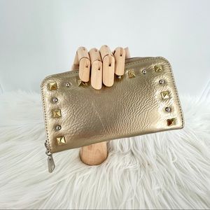 Grace Adele Zip Around Patent Gold Metallic Wallet